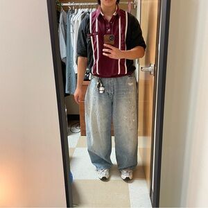 Vintage Polo Rugby shirt maroon and white